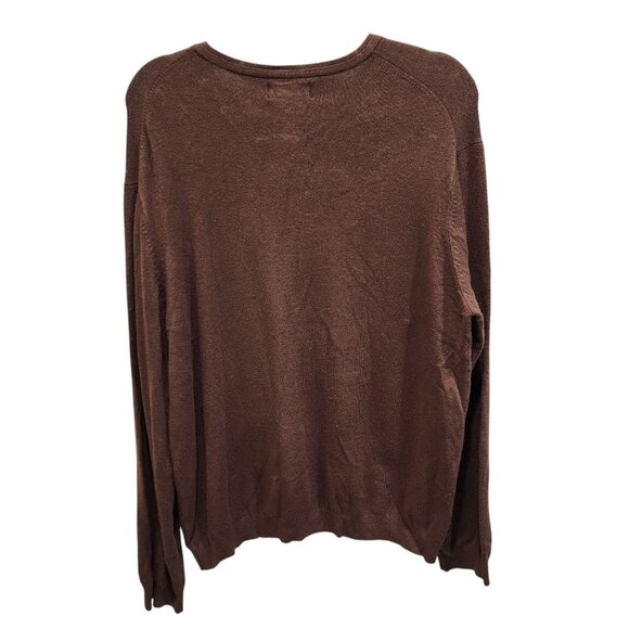 Pierre Cardin Men’s Brown V-Neck Sweater L Wool Blend Long Sleeve Pullover Casua - Picture 5 of 8